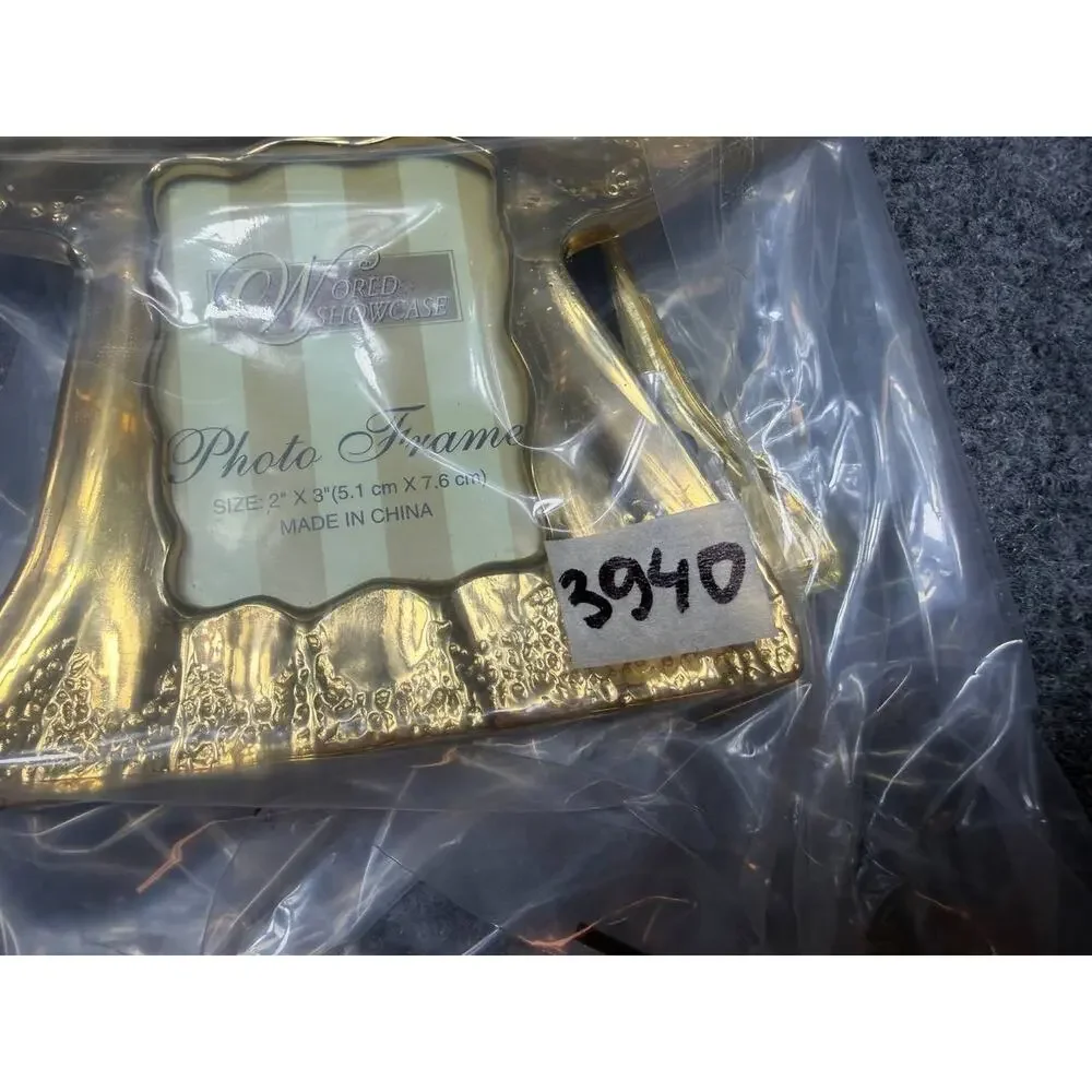 Angel Metal Photo Frame Set of 2 Gold 2x3 World Showcase 2000